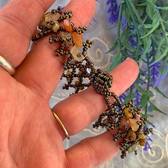 VTG Handcrafted Agate Gemstone & Seed-bead Bracelet - Picture 5 of 10
